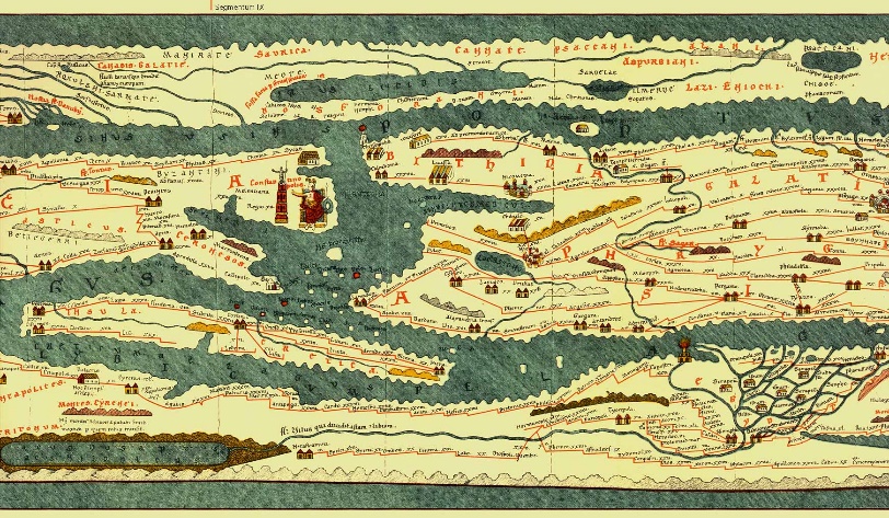 Ill. 5. Tabula Peutingeriana (above to the left are mountains, possibly Riphaean)
