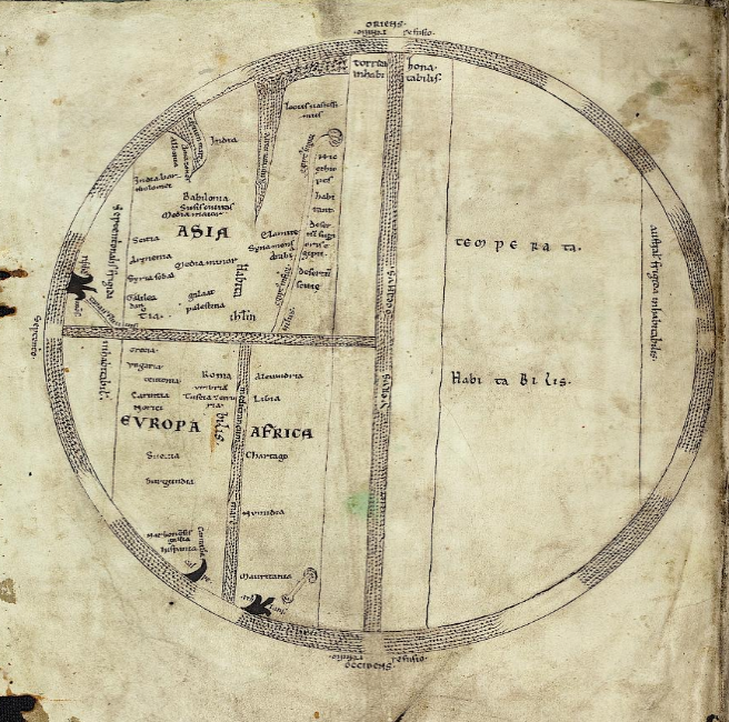 Ill. 9. Heidelberg map from manuscript of Etymologiae by Isidore of Seville, 13th c.